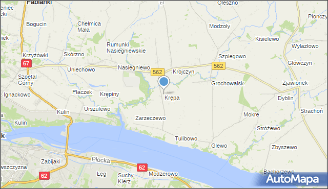 mapa Krępa, Krępa gmina Dobrzyń nad Wisłą na mapie Targeo